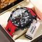 Rose Gold Blue_Luxury Man Wristwatch Sports Chronograph Silicone Strap Men Watches Waterproof Lumino