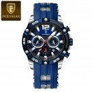 Silver Blue_Luxury Man Wristwatch Sports Chronograph Silicone Strap Men Watches Waterproof Luminous 