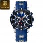 Silver Blue_Luxury Man Wristwatch Sports Chronograph Silicone Strap Men Watches Waterproof Luminous 