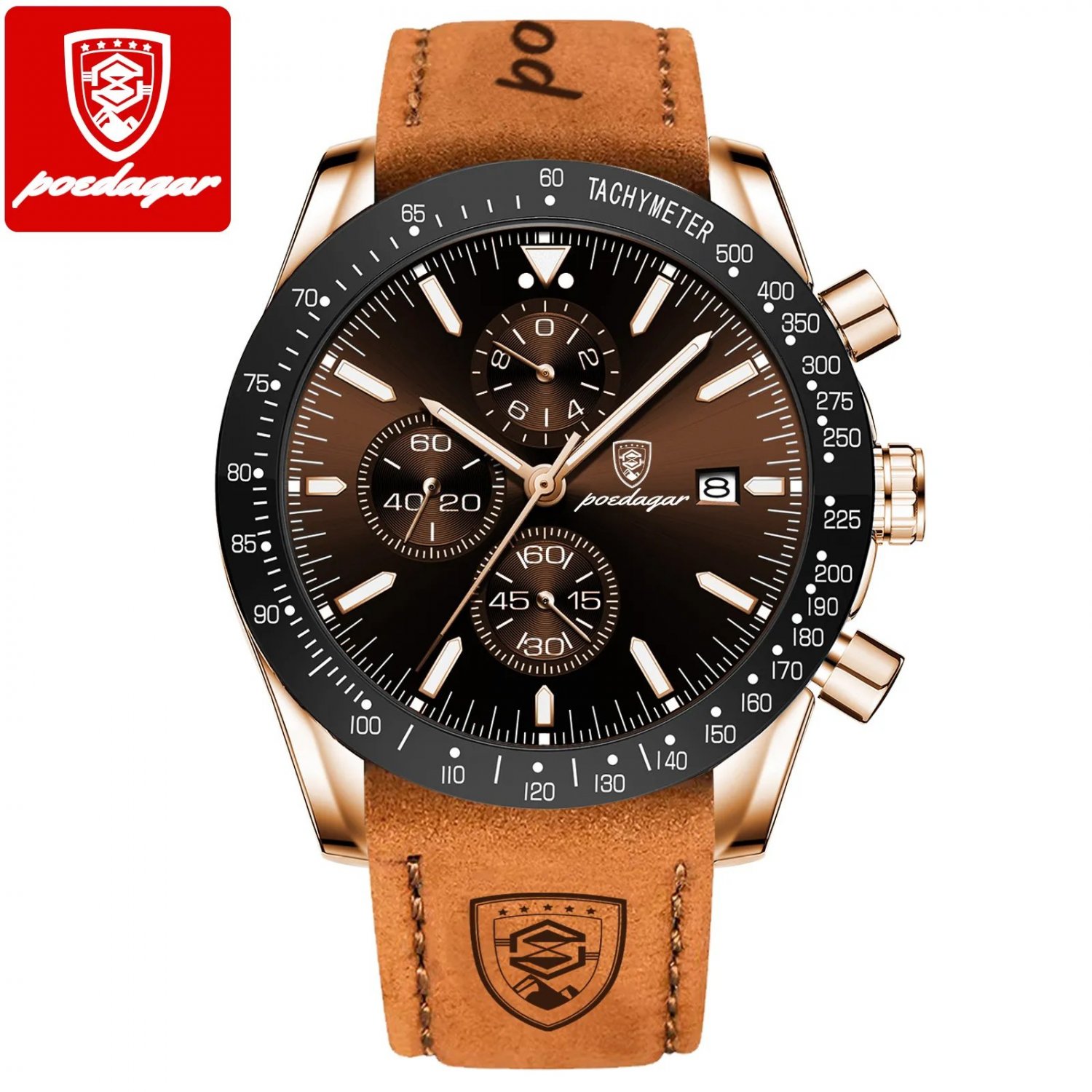 Gold Black L_Men Watch Sport Chronograph Silicone Quartz Watches  Luxury Waterproof Luminous Date Me