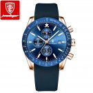 Gold Blue C_Men Watch Sport Chronograph Silicone Quartz Watches  Luxury Waterproof Luminous Date Men