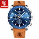 Silver Blue L_Men Watch Sport Chronograph Silicone Quartz Watches  Luxury Waterproof Luminous Date M