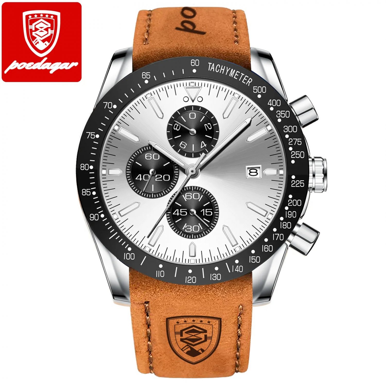 Silver White L_Men Watch Sport Chronograph Silicone Quartz Watches  Luxury Waterproof Luminous Date 
