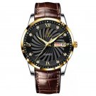 Rose Gold Black_Men Watches Waterproof Luminous  Luxury Leather Casual Sports Quartz Wristwatch Mili