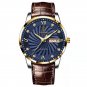 Rose Gold Blue_Men Watches Waterproof Luminous  Luxury Leather Casual Sports Quartz Wristwatch Milit