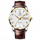 Rose Gold White_Men Watches Waterproof Luminous  Luxury Leather Casual Sports Quartz Wristwatch Mili