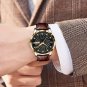 Rose Gold White_Men Watches Waterproof Luminous  Luxury Leather Casual Sports Quartz Wristwatch Mili