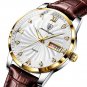 Silver Blue_Men Watches Waterproof Luminous Luxury Leather Casual Sports Quartz Wristwatch Military