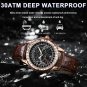 Silver Black_Men's Watch Leather Quartz Watches Starry Sky Diamond Style Waterproof Luminous Luxury 