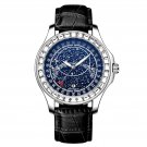 Silver Blue_Men's Watch Leather Quartz Watches Starry Sky Diamond Style Waterproof Luminous Luxury S
