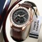 Silver Blue_Men's Watch Leather Quartz Watches Starry Sky Diamond Style Waterproof Luminous Luxury S