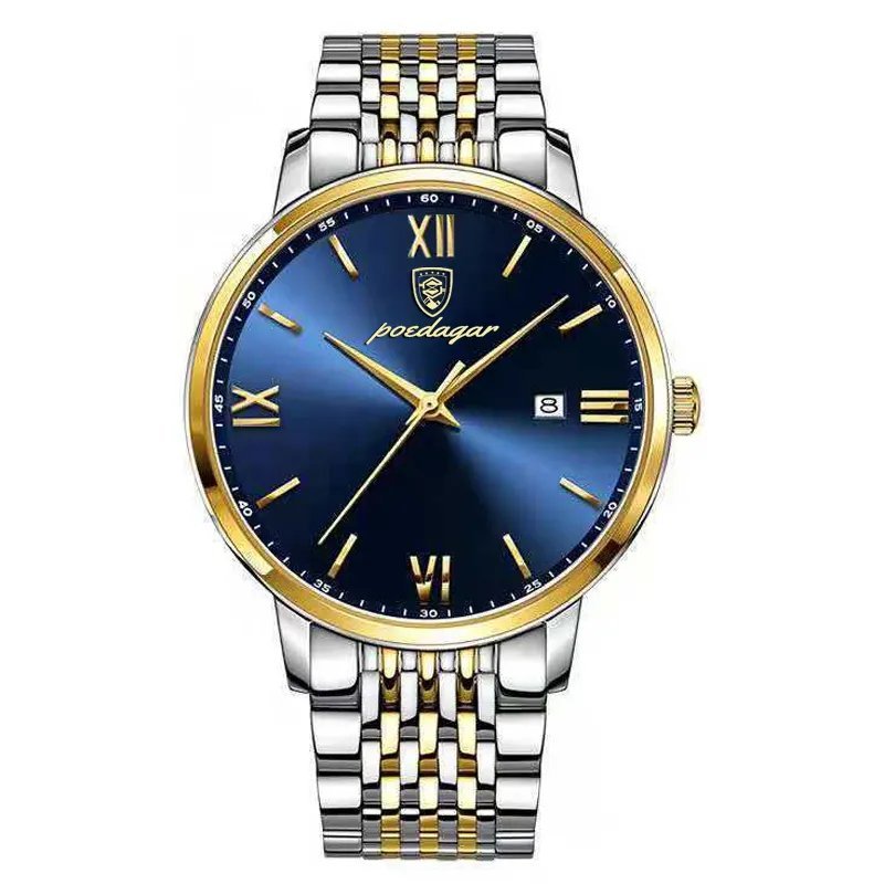 826 GD BU S_Watch Men Stainless Steel Business Date Clock Waterproof Luminous Watches Mens Top Luxur