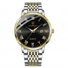 838 GD BK S_Watch Men Stainless Steel Business Date Clock Waterproof Luminous Watches Mens Top Luxur