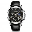 822 SL BK L_Leather Men Watches Waterproof Luminous  Luxury Quartz Wristwatch with Date Sport Casual
