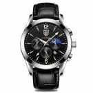 829 SL BK L_Leather Men Watches Waterproof Luminous  Luxury Quartz Wristwatch with Date Sport Casual