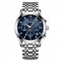 820-Blue Silver_2021  Mens Watches Black Leather Waterproof Luminous  Luxury Quartz Wristwatch Milit