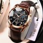 820-Leather BK SL_2021 Mens Watches Black Leather Waterproof Luminous Luxury Quartz Wristwatch Mil