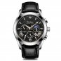 822-Leather BK SL_2021  Mens Watches Black Leather Waterproof Luminous  Luxury Quartz Wristwatch Mil