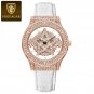 Rose Gold Star_Luxury Ladies Wrist Watch Diamond Watch for Women High Quality Waterproof Leather Wom