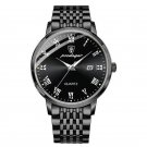 838 BK BK S_Mens Watches Stainless Steel Business Wristwatch Push Button Hidden Clasp with Date Wate