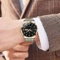 838 BK BK S_Mens Watches Stainless Steel Business Wristwatch Push Button Hidden Clasp with Date Wate