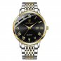838 GD BK S_Mens Watches Stainless Steel Business Wristwatch Push Button Hidden Clasp with Date Wate