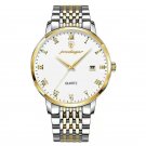 838 GD WH S_Mens Watches Stainless Steel Business Wristwatch Push Button Hidden Clasp with Date Wate