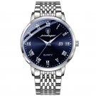 838 SL BU S_Mens Watches Stainless Steel Business Wristwatch Push Button Hidden Clasp with Date Wate