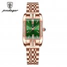 Green_Women Watch Luxury Diamond Green Dial Square Quartz Watches Stainless Steel Waterproof Ladies 