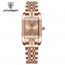 Rose Gold_Women Watch Luxury Diamond Green Dial Square Quartz Watches Stainless Steel Waterproof Lad