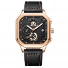Rose Gold Black Gold_Luxury Casual Men's Watch Sports Chronograph Leather Watches Waterproof Luminou