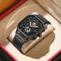 Rose Gold Black Gold_Luxury Casual Men's Watch Sports Chronograph Leather Watches Waterproof Luminou