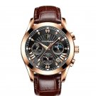 6198 GD BK L_2021  Mens Watches CAREKISO  Leather Waterproof Luminous Sport Date Quartz Watch For Me