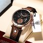 802 GD BK L_2022 Men Watch  Luxury Waterproof Date Quartz Watches Mens Military Leather Clock Sport 