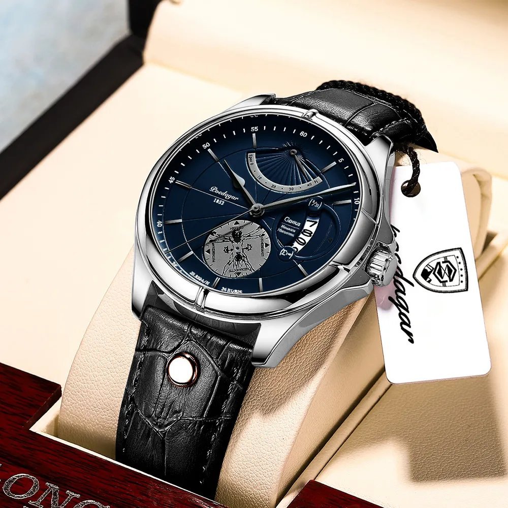 802 SL BU L_2022 Men Watch  Luxury Waterproof Date Quartz Watches Mens Military Leather Clock Sport 