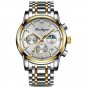 1-White Gold_2021 Luxury Men Mechanical Wristwatch Genuine Leather Automatic Sports Chronograph Men 