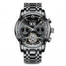 2-All Black_2021 Luxury Men Mechanical Wristwatch Genuine Leather Automatic Sports Chronograph Men W