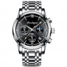 Black Silver_2021 Casual Mens Watches  Luxury Leather Blue Clock Male Sport Wristwatch Waterproof Qu