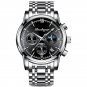 Black Silver_2021 Casual Mens Watches  Luxury Leather Blue Clock Male Sport Wristwatch Waterproof Qu