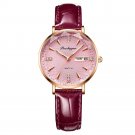 312 Pink Leather_Swiss Brand  Women Watches Luxury Rose Gold Mesh Wristwatch Simple Waterproof Date 