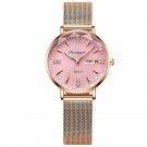 312 Pink Mesh_Swiss Brand  Women Watches Luxury Rose Gold Mesh Wristwatch Simple Waterproof Date Lad