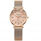 312 Rose Gold Mesh_Swiss Brand  Women Watches Luxury Rose Gold Mesh Wristwatch Simple Waterproof Dat