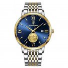Gold Blue_Men Watch  Luxury Gold Stainless Stain Quartz Watches Waterproof Luminous Date Business Me