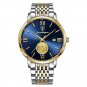 Gold Blue_Men Watch  Luxury Gold Stainless Stain Quartz Watches Waterproof Luminous Date Business Me