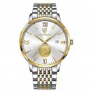 Gold White_Men Watch  Luxury Gold Stainless Stain Quartz Watches Waterproof Luminous Date Business M