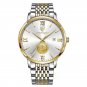Gold White_Men Watch  Luxury Gold Stainless Stain Quartz Watches Waterproof Luminous Date Business M