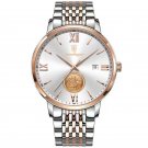 Rose Gold White_Men Watch  Luxury Gold Stainless Stain Quartz Watches Waterproof Luminous Date Busin