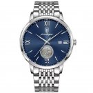Silver Blue_Men Watch  Luxury Gold Stainless Stain Quartz Watches Waterproof Luminous Date Business 