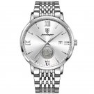 Silver White_Men Watch  Luxury Gold Stainless Stain Quartz Watches Waterproof Luminous Date Business