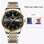 827 GD BK S_Watch Men Luxury Stainless Steel Business Date Clock Waterproof Luminous Watches Mens S